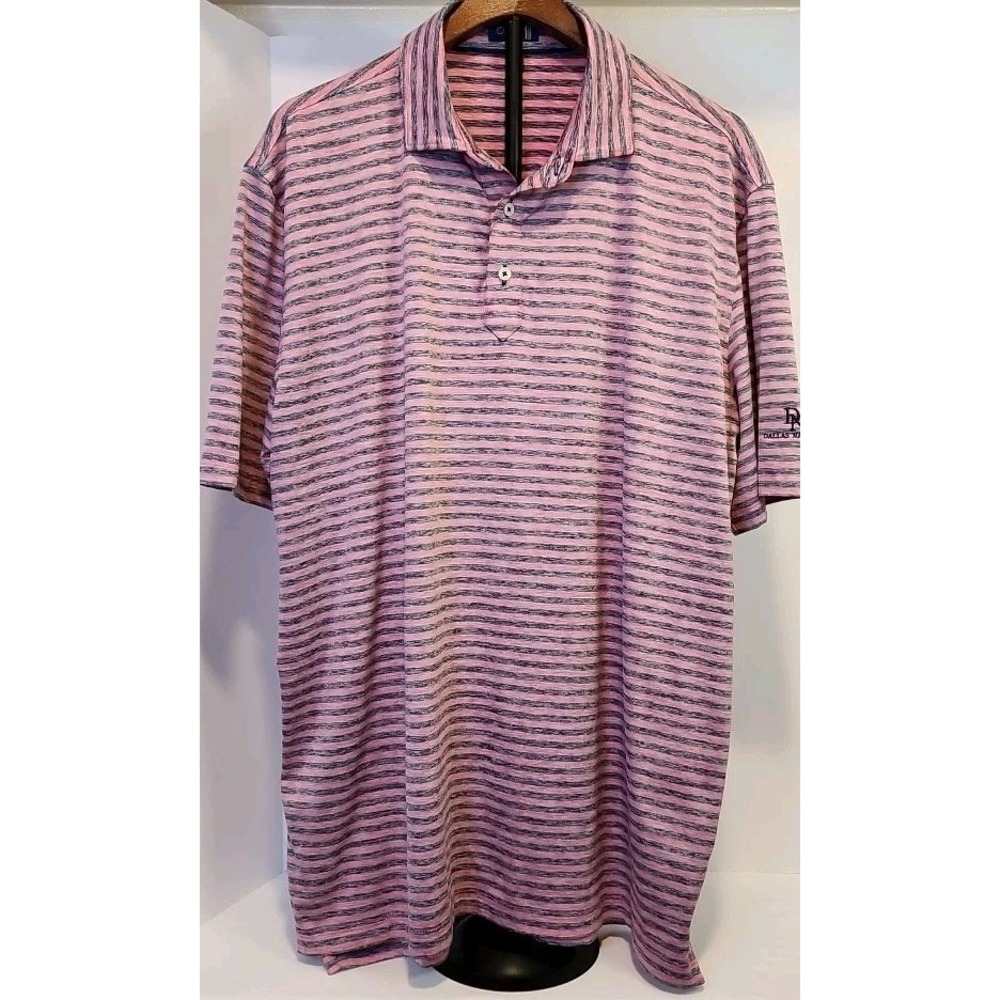 Stitch Mens Golf Polo XL Pink Grey Striped EUC